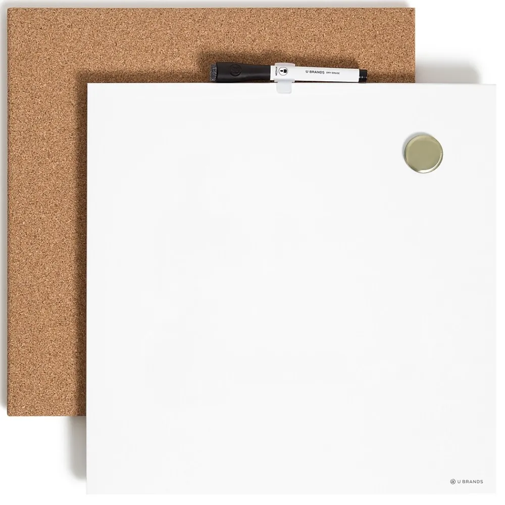 Dry Erase*U Brands Cork & Dry Erase Board Set, 1' x 1' (3888U00-01)