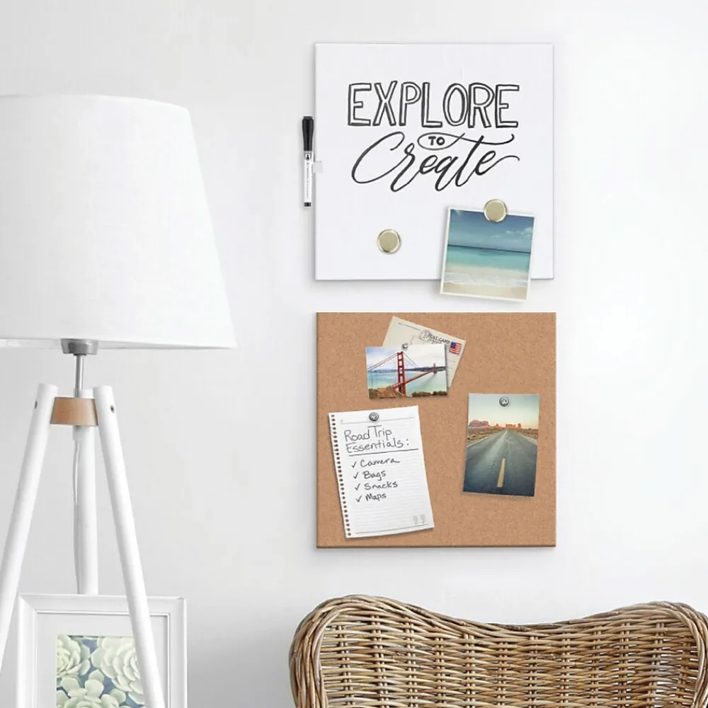 Dry Erase*U Brands Cork & Dry Erase Board Set, 1' x 1' (3888U00-01)