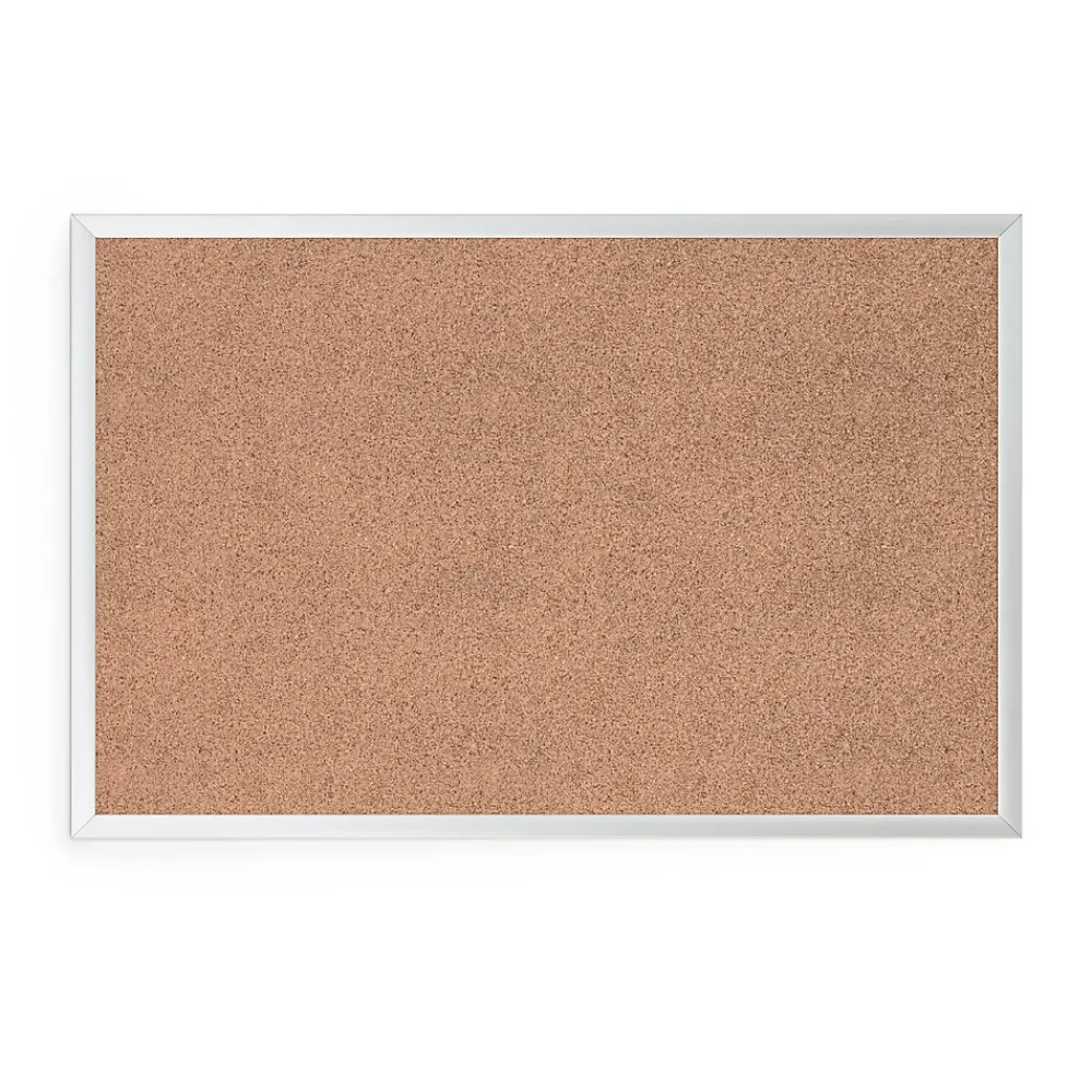 Bulletin*U Brands Cork Bulletin Board, 35" x 23", Silver Aluminum Frame