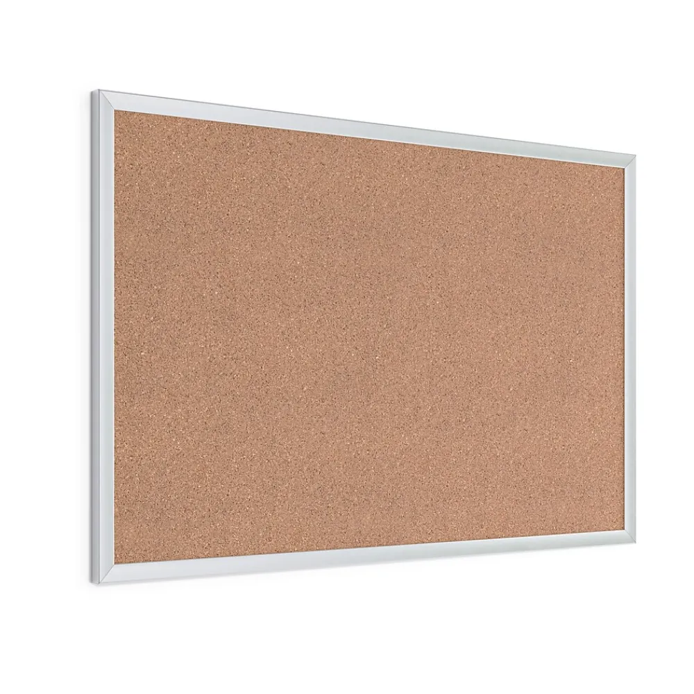 Bulletin*U Brands Cork Bulletin Board, 35" x 23", Silver Aluminum Frame