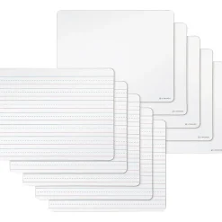 Dry Erase*U Brands Double Sided Dry Erase Student Boards, Ruled and Plain, 12" x 9", 10/Pack (483U00-01)