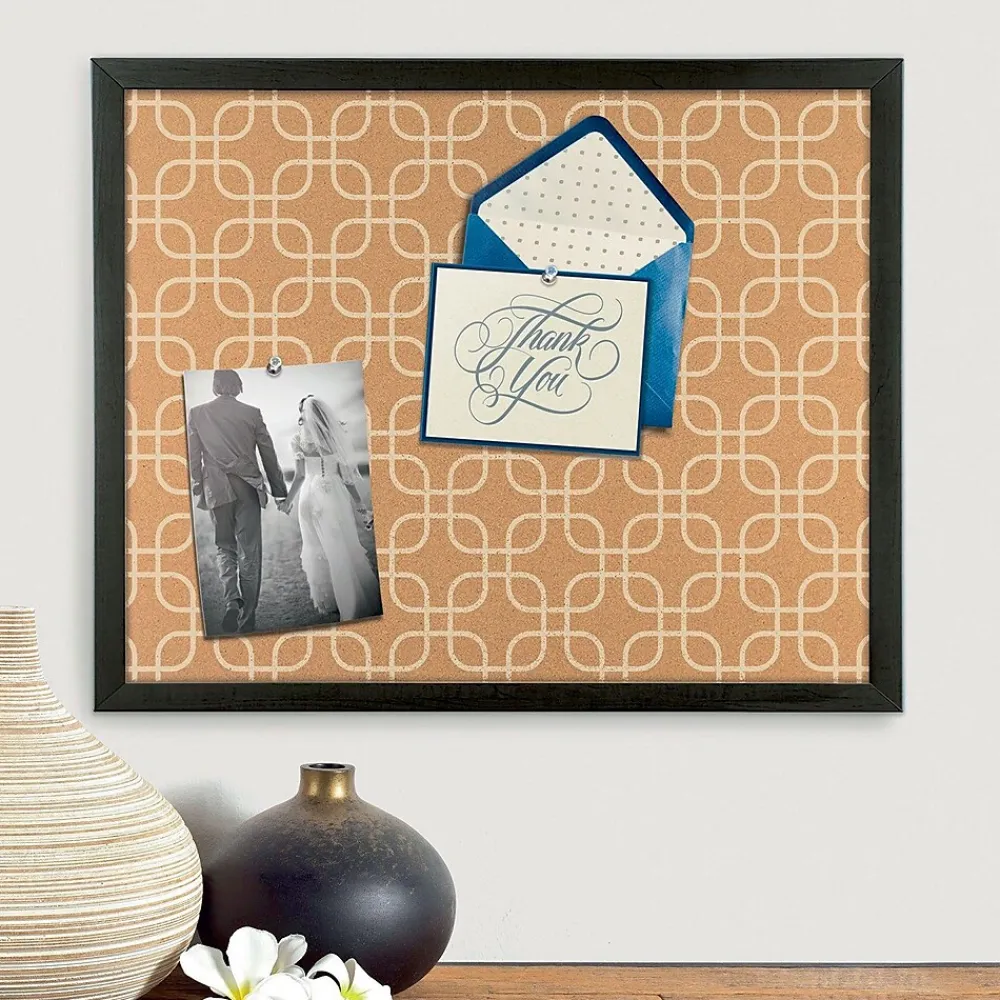 Bulletin*U Brands Fashion Cork Bulletin Board, 20" x 16", Black Frame (305U00-01)