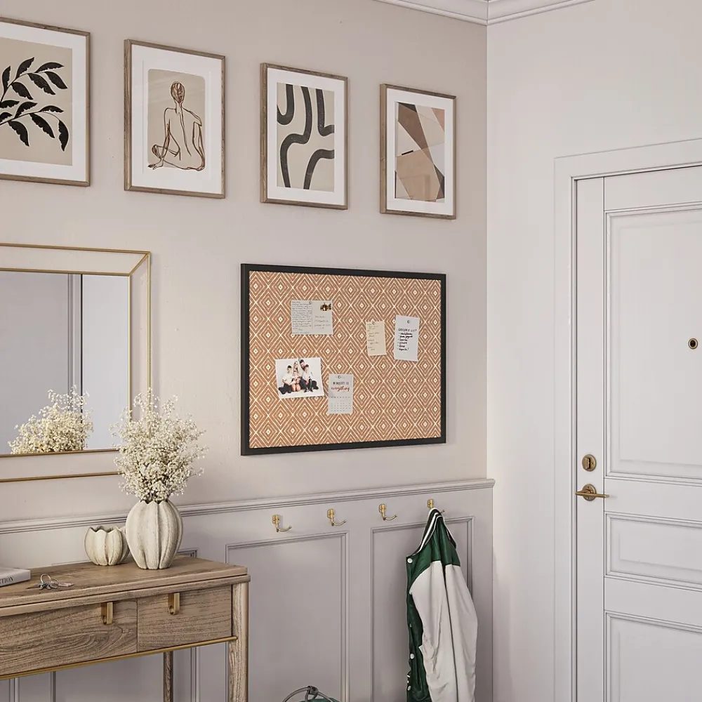 Bulletin*U Brands Fashion Cork Bulletin Board, Black Frame, 3' x 2' (2884U00-01)