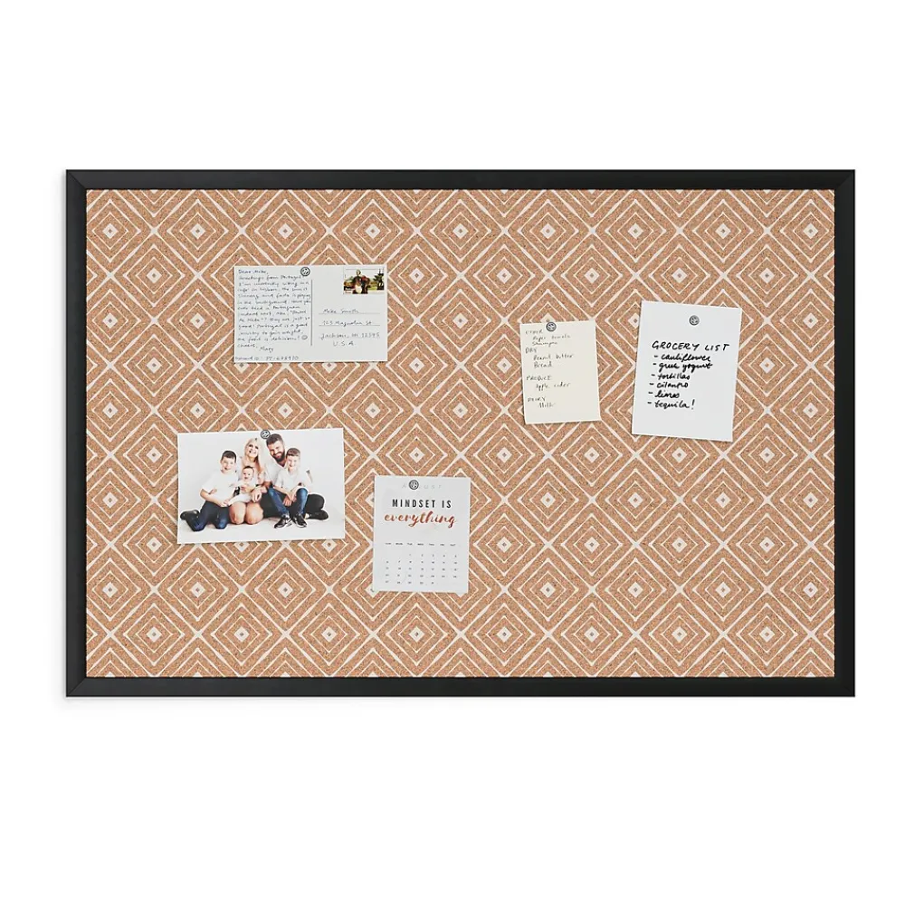 Bulletin*U Brands Fashion Cork Bulletin Board, Black Frame, 3' x 2' (2884U00-01)