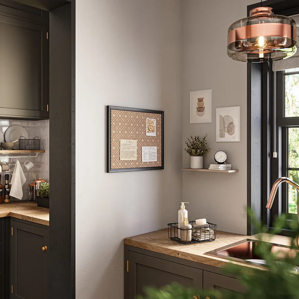 Bulletin*U Brands Fashion Cork Bulletin Board, Black Frame, 16"H x 20"W (2883U00-01)