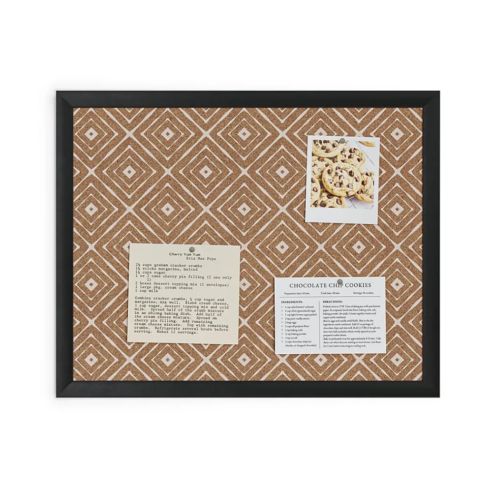Bulletin*U Brands Fashion Cork Bulletin Board, Black Frame, 16"H x 20"W (2883U00-01)