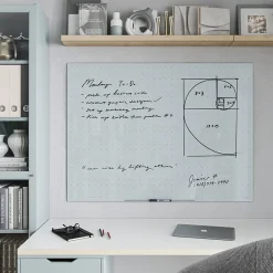 Dry Erase*U Brands Floating Glass Ghost Grid Dry Erase Board, Frameless, 4' x 3' (2799U00-01)