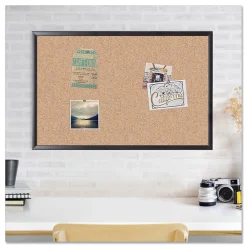 Bulletin*U Brands Self-Healing Cork Bulletin Board, 35" x 23", Black Finish (00301AANNN)