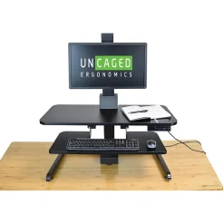 Standing Desks*Uncaged Ergonomics Electric Standing Desk Conversion Powered Sit to Stand Converter, Black (ESDC-b)