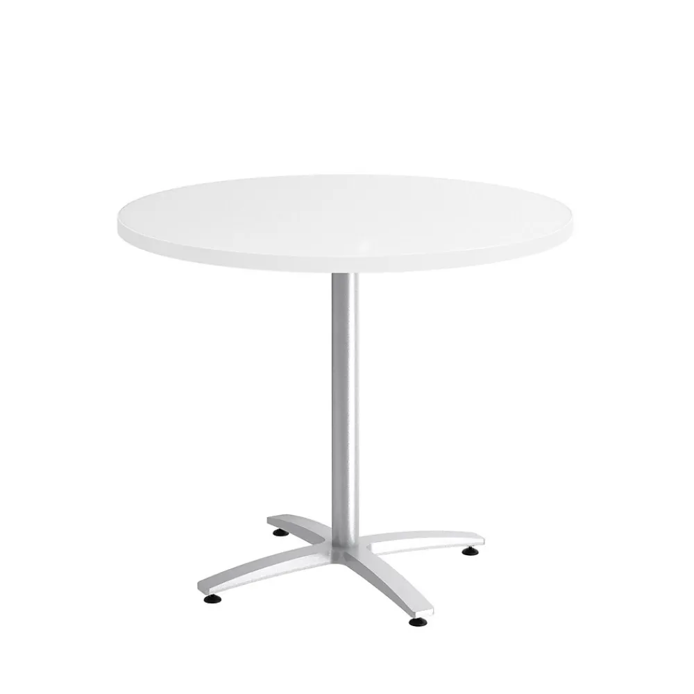 Conference Room Tables*Union & Scale ™ 36" Round White Seated Height Table Silver Base