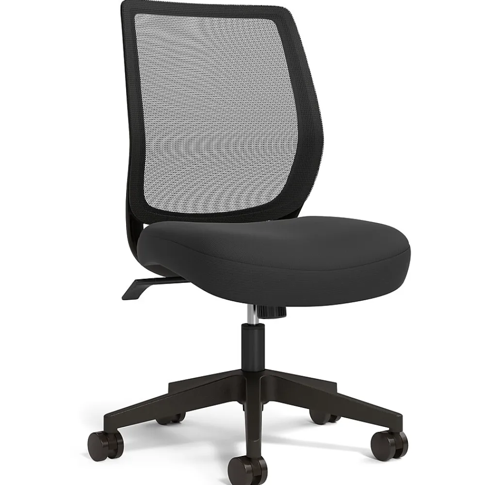 Office Chairs*Union & Scale ™ Essentials™ Armless Ergonomic Fabric Swivel Task Chair, Black (UN59378)