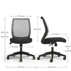 Office Chairs*Union & Scale ™ Essentials™ Armless Ergonomic Fabric Swivel Task Chair, Black (UN59378)