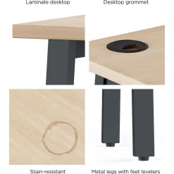 L-Desks*Union & Scale ™ Essentials 60"W L-Shaped Desk, Natural (UN60420)