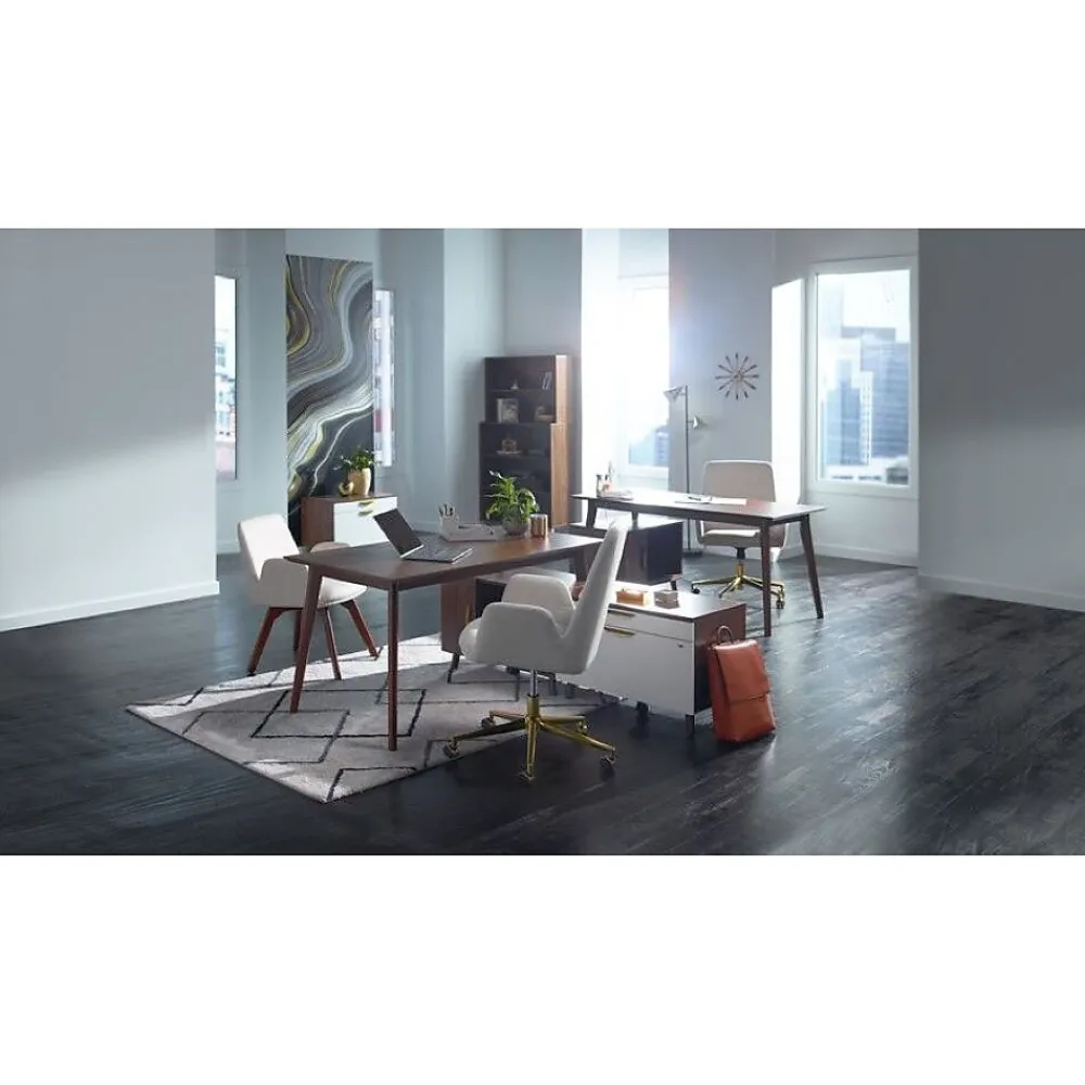 File Cabinets*Union & Scale ™ MidMod 2-Drawer Mobile Lateral File Cabinet, Letter/Legal, Lockable, 21.1"H x 29.4"W x 18.8"D, White/Espresso