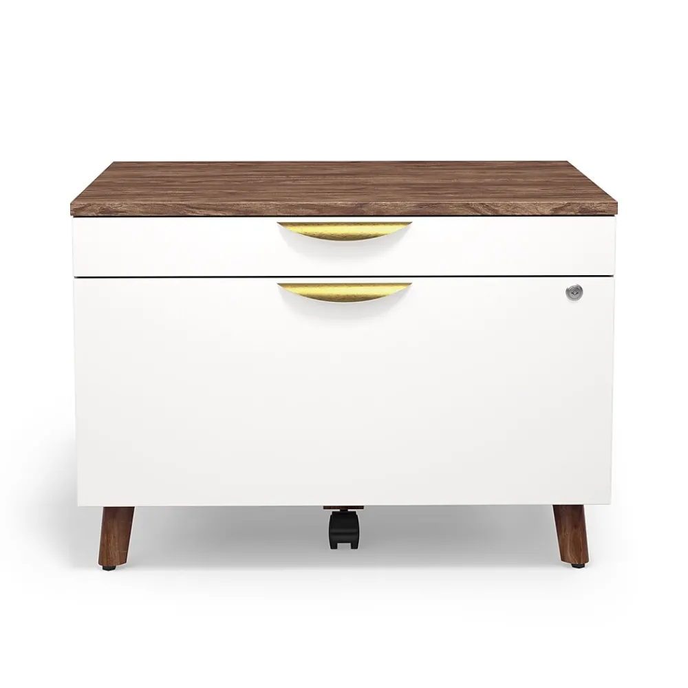 File Cabinets*Union & Scale ™ MidMod 2-Drawer Mobile Lateral File Cabinet, Letter/Legal, Lockable, 21.1"H x 29.4"W x 18.8"D, White/Espresso