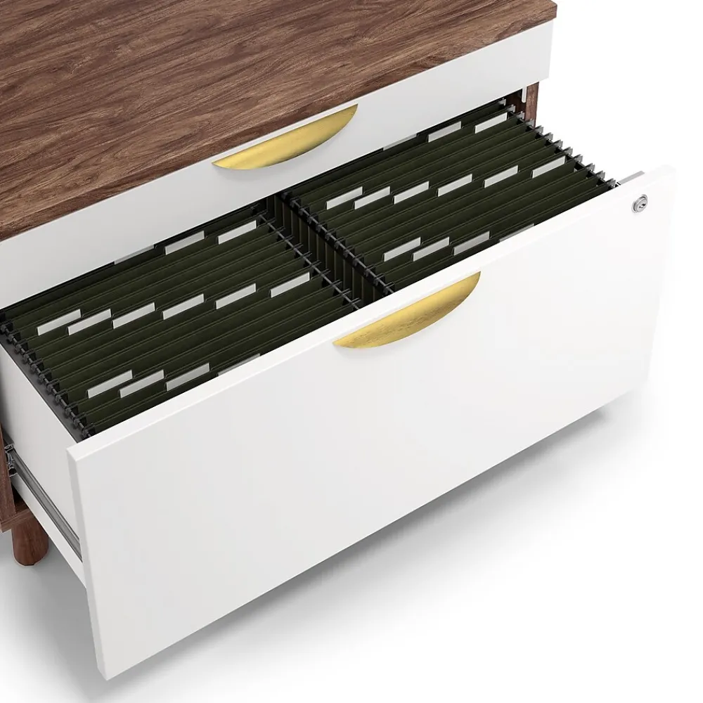 File Cabinets*Union & Scale ™ MidMod 2-Drawer Mobile Lateral File Cabinet, Letter/Legal, Lockable, 21.1"H x 29.4"W x 18.8"D, White/Espresso