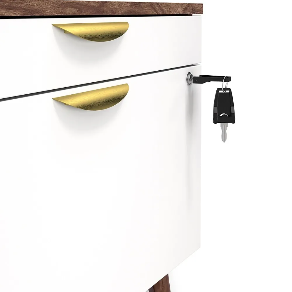 File Cabinets*Union & Scale ™ MidMod 2-Drawer Mobile Lateral File Cabinet, Letter/Legal, Lockable, 21.1"H x 29.4"W x 18.8"D, White/Espresso