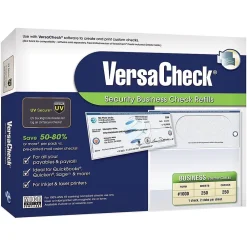 Security & Carbon*VersaCheck UV Secure 8.5" x 11" Business Security Check On Top, Blue Elite, 250 Sheets/Pack (GLO921800F086)