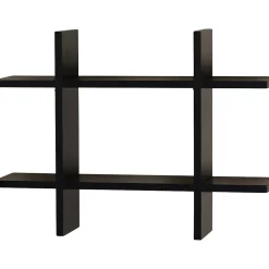 Shelving*V-Light 6-Shelf Wood Mounted Cross-Style Decorative Unit, 22", Black (VW161014B)