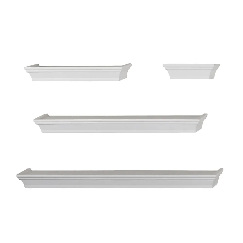 Shelving*V-Light Wall Shelves, White, 4/Pack (VW141003W)