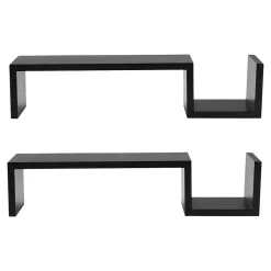 Shelving*V-Light Wall-Mounted Shelf, 21.5", Black, 2/Pack (VW161008B)