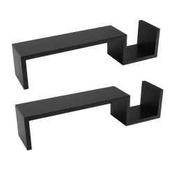 Shelving*V-Light Wall-Mounted Shelf, 21.5", Black, 2/Pack (VW161008B)
