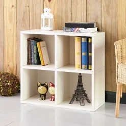 Bookcases*Way Basics 24.8"H 4 Cubby Bookcase, Stackable Organizer and Modern Eco Storage Shelf, White (WB-4CUBE-2-WE)