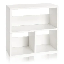 Bookcases*Way Basics 24.8"H Collins Cubby Bookcase, Organizer and Modern Eco Storage Shelf, White (WB-2SHELF-3-WE)