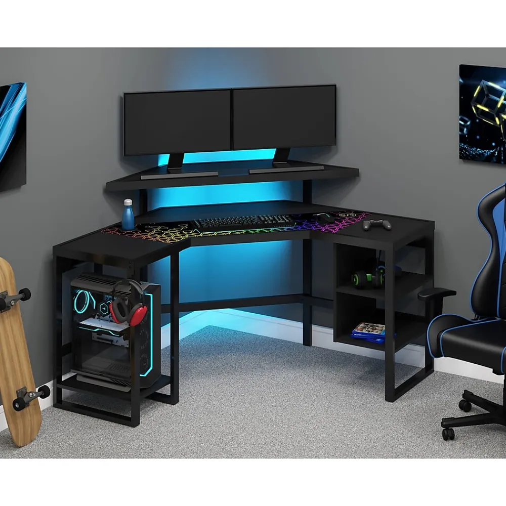 Corner Desks*Whalen Leet LevelUp 53"W Corner Desk, Onyx (SPLS-LTCGD)