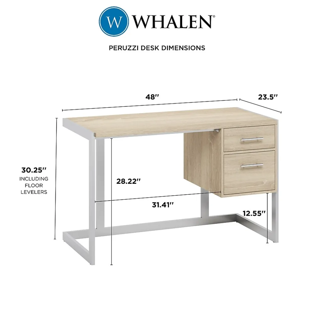 Office Desks*Whalen Peruzzi 48" Writing Desk, Greige Pecan (SPLS-PE48D)
