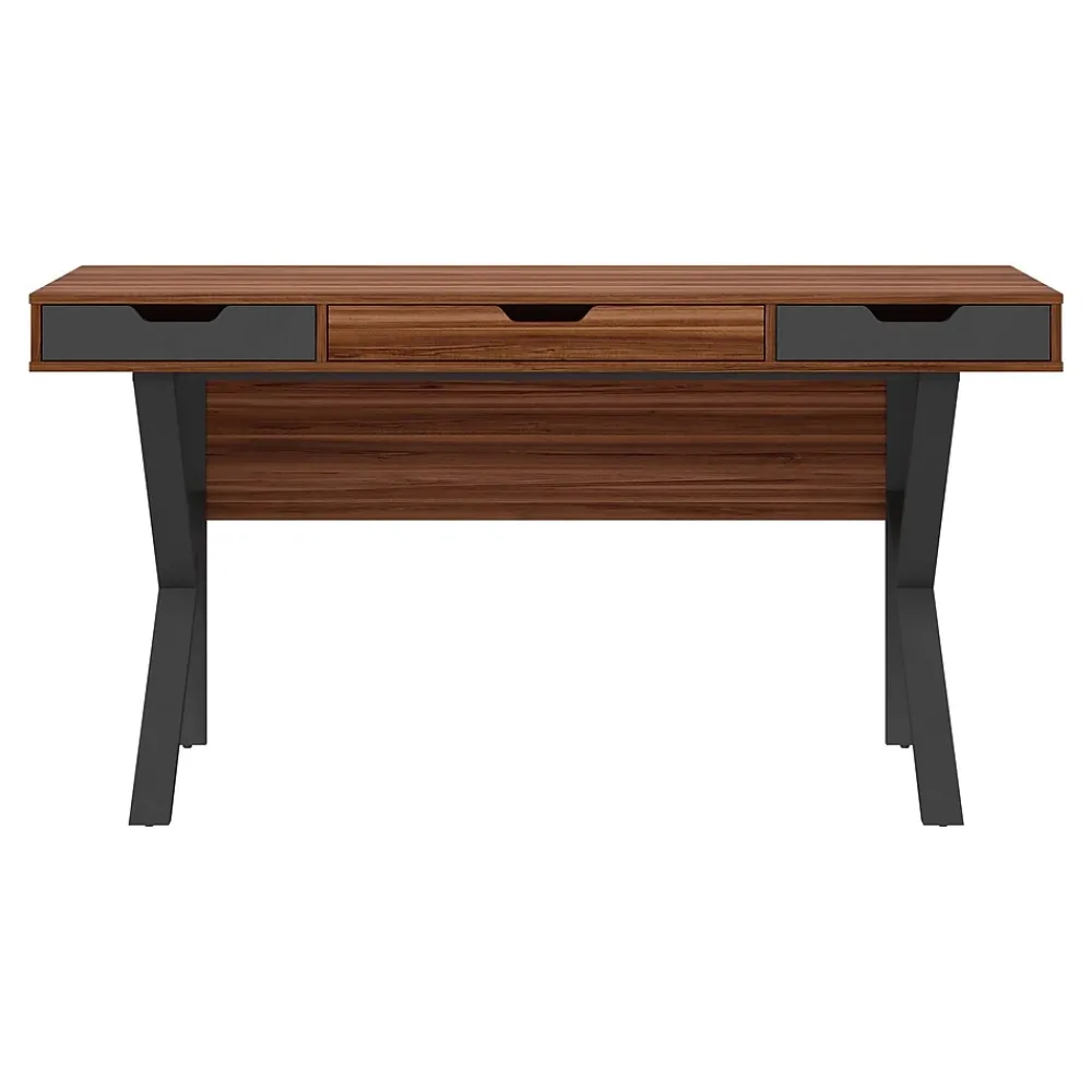 Office Desks*Whalen Stirling 60"W Table, Natural Walnut/Charcoal Gray (SPLS-ST60D)