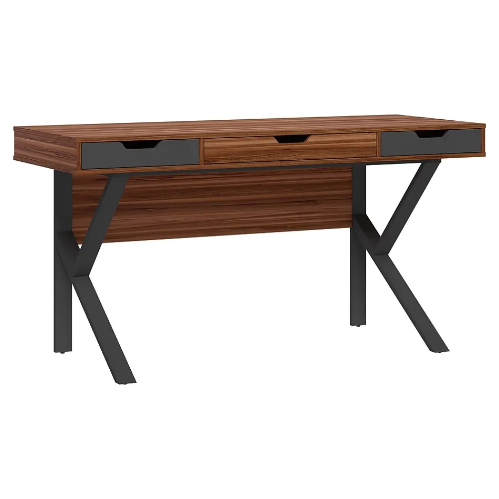 Office Desks*Whalen Stirling 60"W Table, Natural Walnut/Charcoal Gray (SPLS-ST60D)