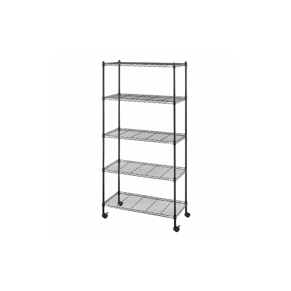 Shelving*Whitmor Supreme 5-Tier 59.5" Rolling Cart, Black (6070-7666)