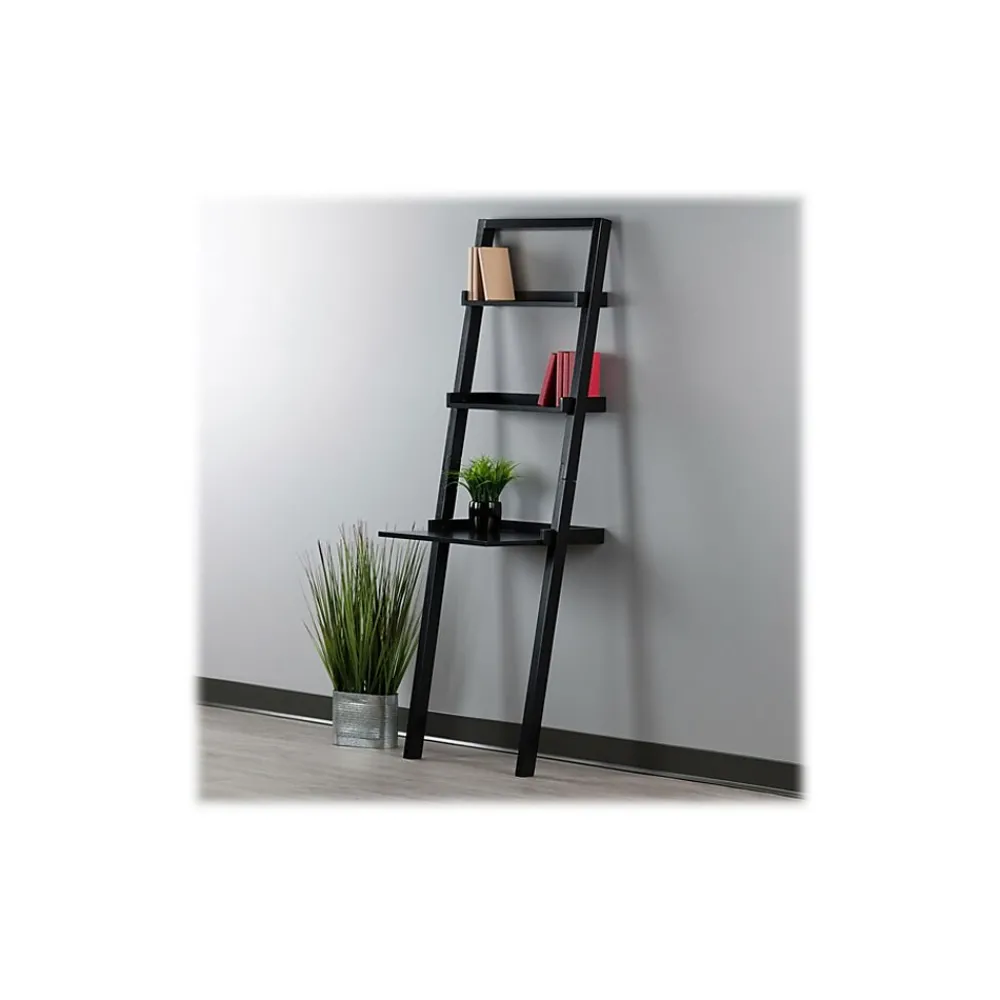 Bookcases*Winsome Bellamy 3-Shelf 69"H Leaning Bookcase, Black (29323)