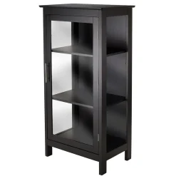 Bookcases*Winsome Poppy Display Cabinet with 3-Sided Tempered Glass, 47.2"H, Black (20523)