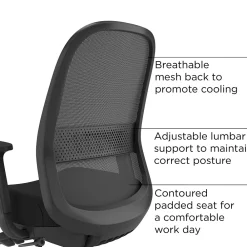 Office Chairs*Workplace 2.0 Workplace2.0™ Bedford Ergonomic Fabric/Mesh Swivel Task Chair, Black (UN60991)