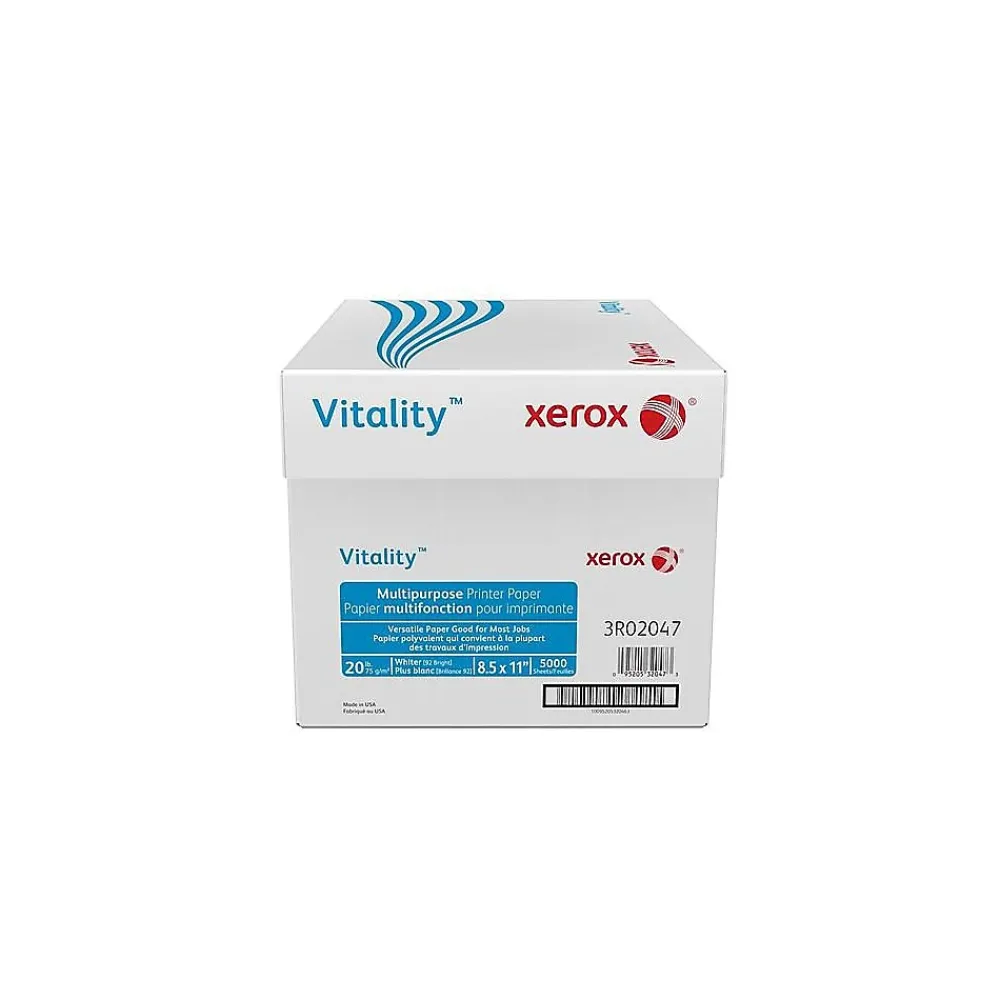 Multipurpose Paper*Xerox Vitality 8.5" x 11" Multipurpose Paper, 20 lbs., 92 Brightness, 500 Sheets/Ream, 10 Reams/Carton (3R02047)