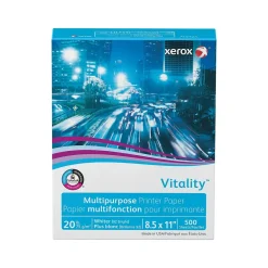 Large Quantity Paper*Xerox Vitality 8.5" x 11" Multipurpose Paper, 20 lbs., 92 Brightness, 500 Sheets/Ream (3R02047PY)