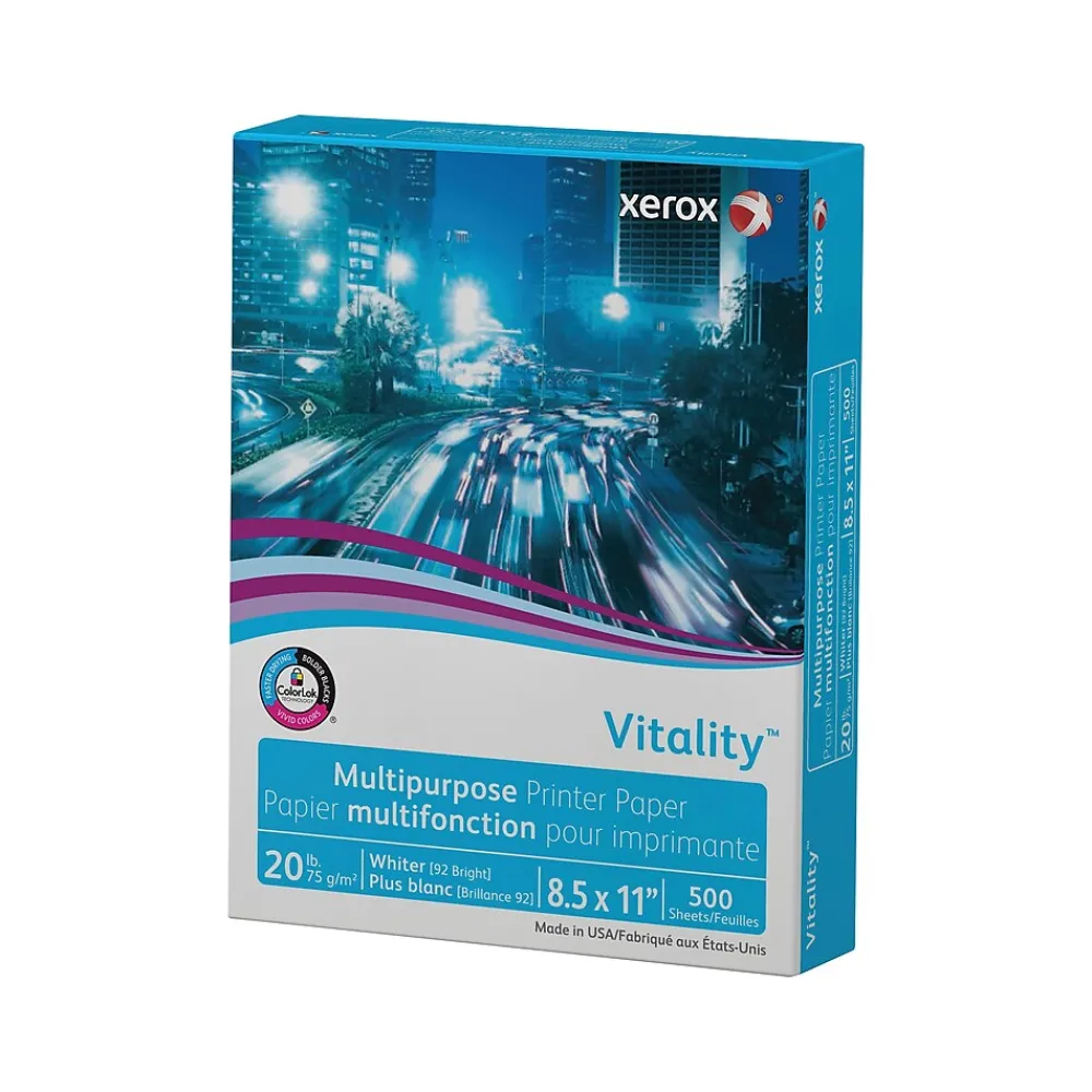 Large Quantity Paper*Xerox Vitality 8.5" x 11" Multipurpose Paper, 20 lbs., 92 Brightness, 500 Sheets/Ream (3R02047PY)